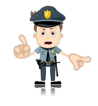 Ben Boy Angry Police Man Officer Cartoon Character
