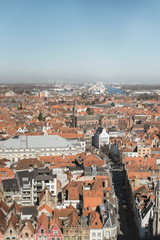 Fototapeta na wymiar Overview of City of Bruges with Blue Sky