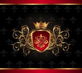 Fototapeta premium golden ornate frame with crown