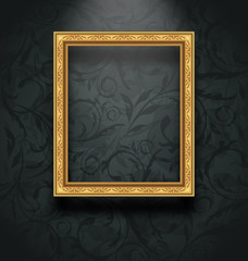 Picture frame on floral texture wall