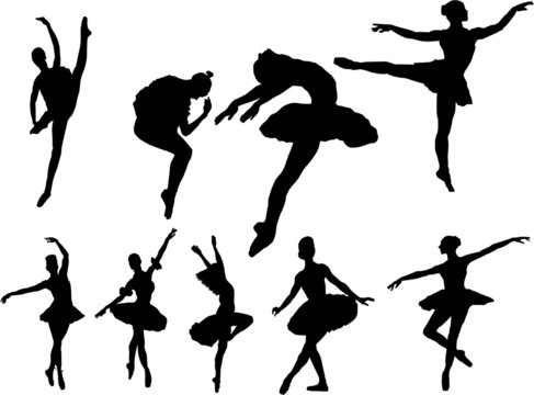 The set of 9 vector ballerina silhouette