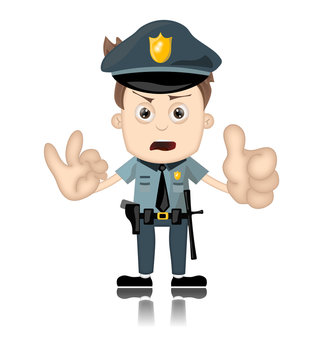 Ben Boy Angry Police Man Officer Cartoon Character