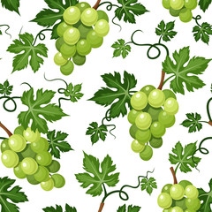 Seamless background with green grapes. Vector illustration.