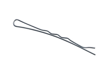 Small metal hairpin isolated on white