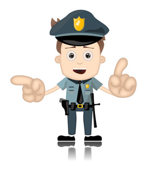Ben Boy Friendly Angry Police Man Officer Cartoon Character