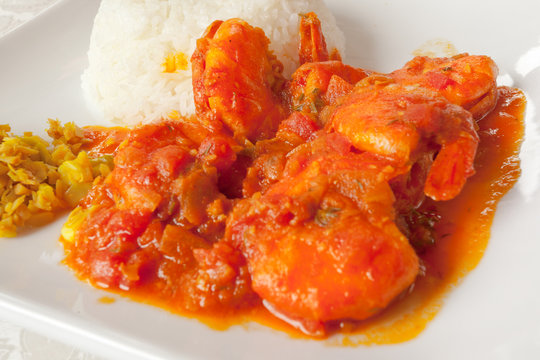 carri de camarons sauce cr&eacute;ole, &icirc;le de la R&eacute;union