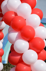 Red and white balloons decoration