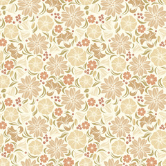 Beige seamless floral pattern. Vector illustration.