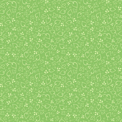 Green seamless floral pattern. Vector illustration.