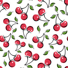 Seamless background with cherry. Vector illustration.