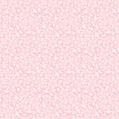 Pink seamless pattern with flowers and leaves. Vector.