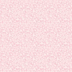 Fotobehang Kleine bloemen Roze naadloos patroon met bloemen en bladeren. Vector.