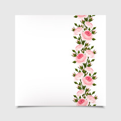 Vector card with pink roses. Eps-10.