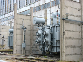 Fototapeta na wymiar Huge industrial high voltage converter at power plant
