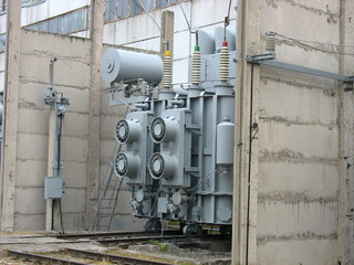 Fototapeta na wymiar Huge industrial high voltage converter at power plant