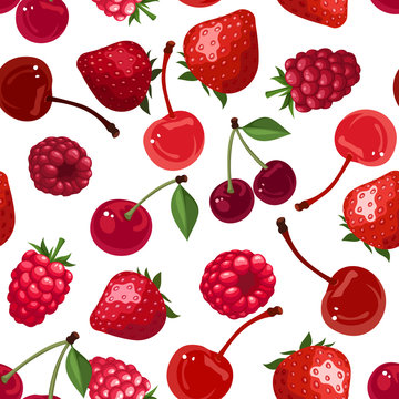 Seamless background with various berries. Vector.