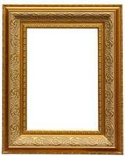 Vintage antique gold picture frame over white