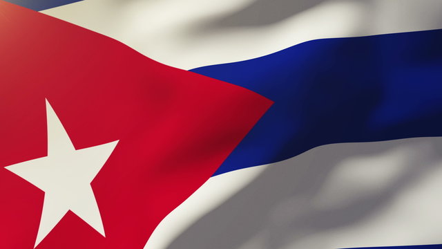 Cuba flag waving in the wind. Looping sun rises style