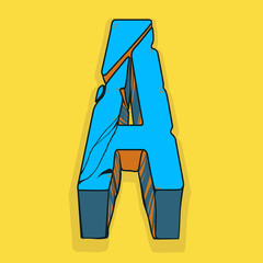 Letter A cracked stone.Vector