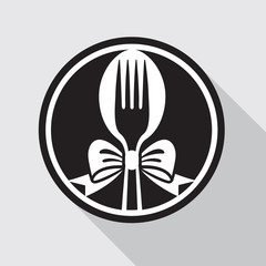 restaurant menu design with spoon, fork and bow