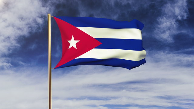Cuba flag waving in the wind. Green screen, alpha matte