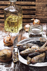 raw fish on the table cooks