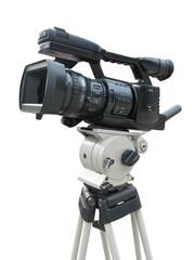 TV Professional studio digital video camera isolated on white