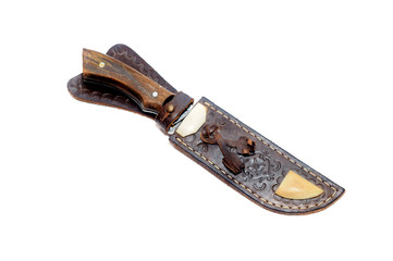 Beautifully decorated with a hunting knife and  case for a knife