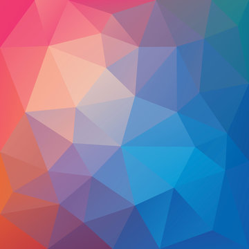 Blue and orange low polygon mosaic background
