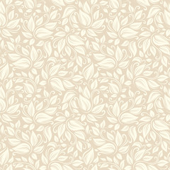 Seamless beige floral pattern. Vector illustration.