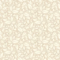 Stickers meubles Beige Motif floral beige sans couture. Illustration vectorielle.
