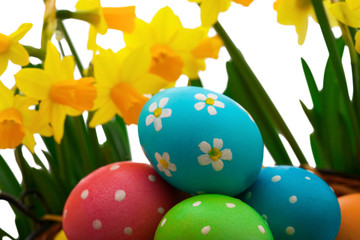 Easter eggs. Holiday background.