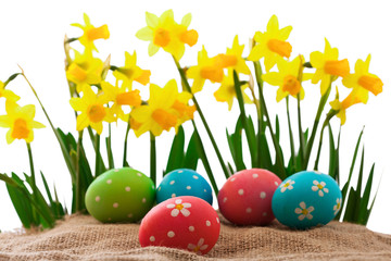 Easter eggs. Holiday background.
