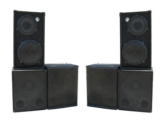 old powerful stage concerto audio speakers isolated on white