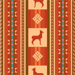 Ornamental ethnic pattern with lamas
