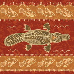 Platypus and fish tribal pattern