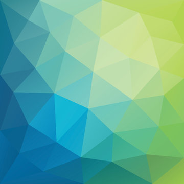 Blue and green low polygon mosaic background, vector design