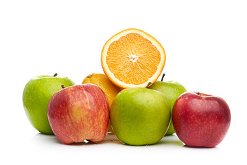 Composition with fruits isolated on a white