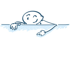 Strichmännchen zeigt auf untenstehendes Plakat