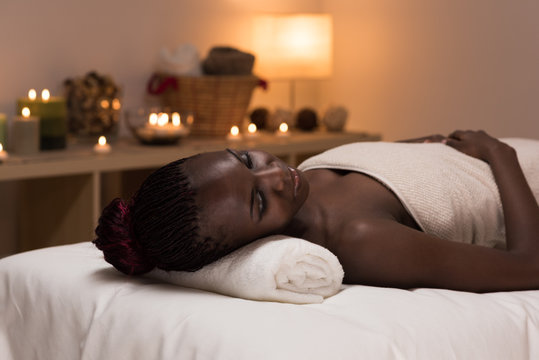 Spa African Woman in Beauty Salon