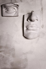 Sculpture of parts  human face