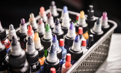 Tattoo  color ink bottles in the box