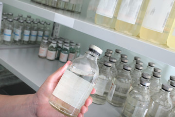 Storage bottles of medicine at the hospital
