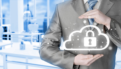 Protect cloud information data concept. Security and safety of
