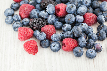 Fresh blueberry, blackberry and raspberry
