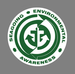 Green Seagoing Environmental Awareness sign over grey