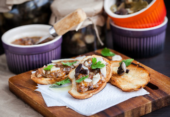 Mushroom and parmesan bruschetta