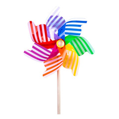 Colorful pinwheel on white background, space for copy