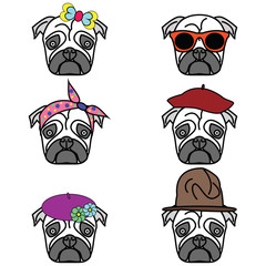 Pugs set of icons