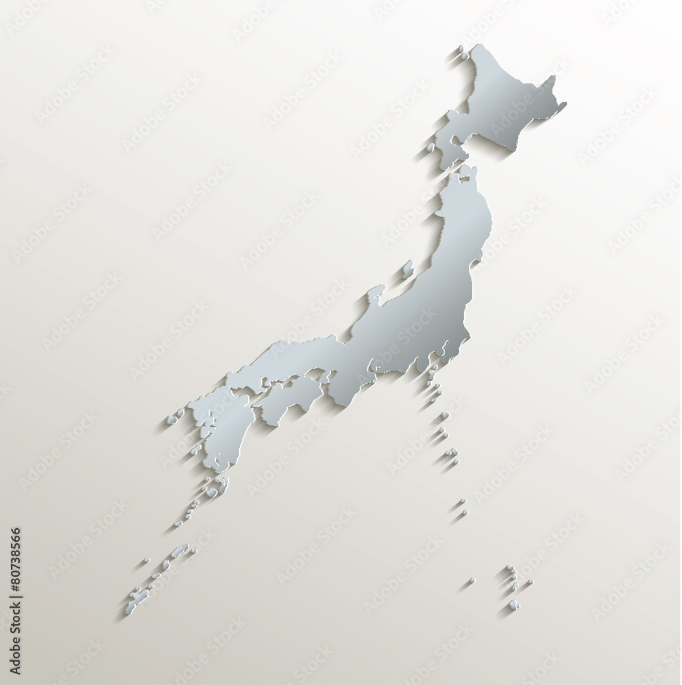 Wall mural Japan map white blue card paper 3D vector